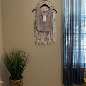 Cream Tie Front V-Neck Short Sleeved Crop Top